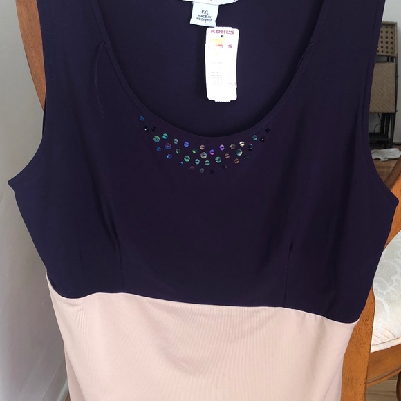 SagHarbor 2Toned Purple-Beige Sleeveless Blouse - Picture 1 of 8